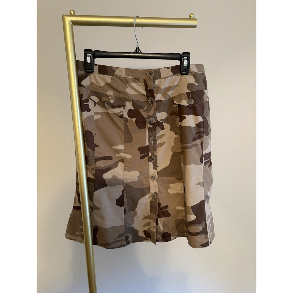 INC Camo Military Utility Cargo Cotton Mini Skirt Size 8 Fall Streetwear Grunge